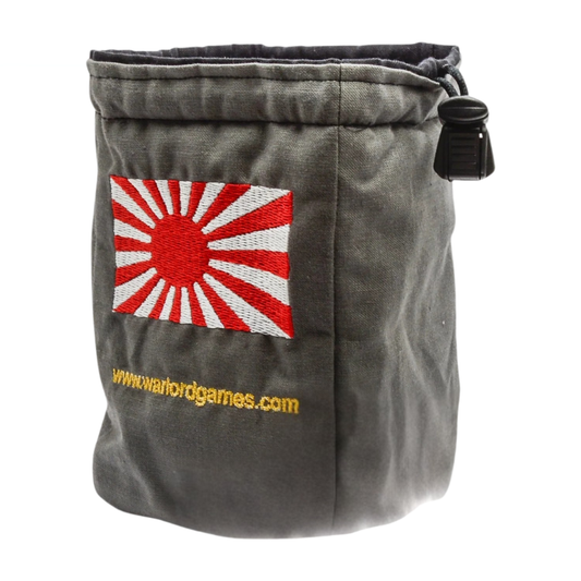 Imperial Japanese Dice Bag WGB-BAG-11 – szary worek na kości Bolt Action z haftowaną flagą Wschodzącego Słońca Cesarskiej Japonii, oficjalny produkt Warlord Games
