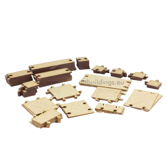 Zestaw Dróg i Chodników LBH0321 28mm HDF - 96 elementów widok izometryczny pełny komplet Laser Cut Buildings
