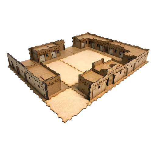 The Alamo Compound 1 A036 28mm MDF - Compound Alamo - złożony układ 500x400mm widok z góry Sarissa Precision

