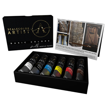 BASIC COLORS Paint Set-Zestaw Farb Akrylowych SSAR-001 Scale 75 Scalecolor Artist – zestaw 6 kremowych farb akrylowych w czarnym pudełku
