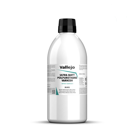 Ultra Matt Polyurethane Varnish 500ml Vallejo 28653 – butelka werniksu poliuretanowego ultra matowego
