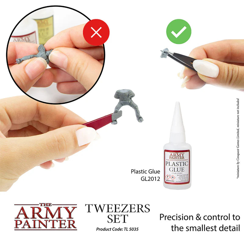 Tweezers Set - precyzyjne trzymanie figurki pincetą płaską podczas klejenia | The Army Painter
