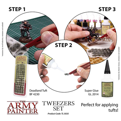 Tweezers Set - 3 kroki: naklejanie kępek trawiastych pincetą na podstawkę figurki | The Army Painter
