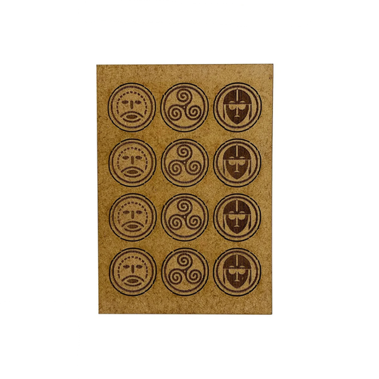 Fatigue Counter Set Anglo-Danish / Saxons SAG006M2 – 12 żetonów zmęczenia MDF 20mm do gry Saga Sarissa Precision
