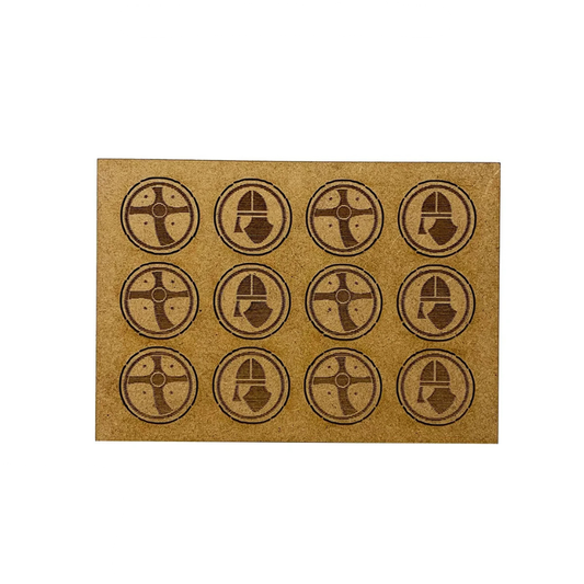 Fatigue Counter Set Norman / Bretons SAG002M2 – 12 żetonów zmęczenia MDF 20mm do gry Saga Sarissa Precision
