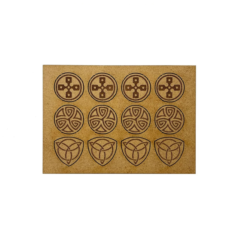 Fatigue Counter Set Welsh / Scots SAG004M2 – 12 żetonów zmęczenia MDF 20mm do gry Saga Sarissa Precision
