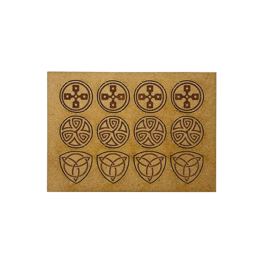 Fatigue Counter Set Welsh / Scots SAG004M2 – 12 żetonów zmęczenia MDF 20mm do gry Saga Sarissa Precision
