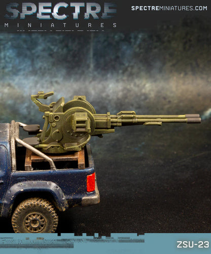 ZSU-23 Technical Charlie Spectre Miniatures – działko 23mm zamontowane na nowoczesnym pickupie, widok z tyłu

