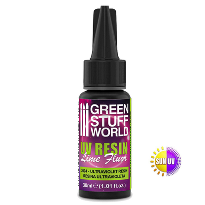 UV Resin Lime Fluor 30ml Green Stuff World – butelka z efektem toksycznego zielonego koloru i oznaczeniem Toxic Effect

