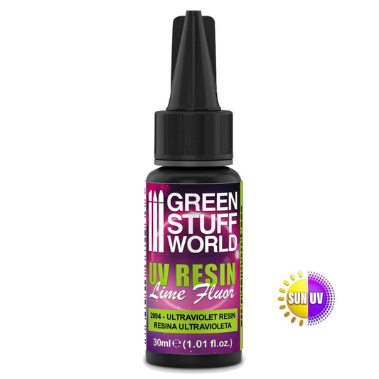 UV Resin Lime Fluor 30ml Green Stuff World – butelka z efektem toksycznego zielonego koloru i oznaczeniem Toxic Effect
