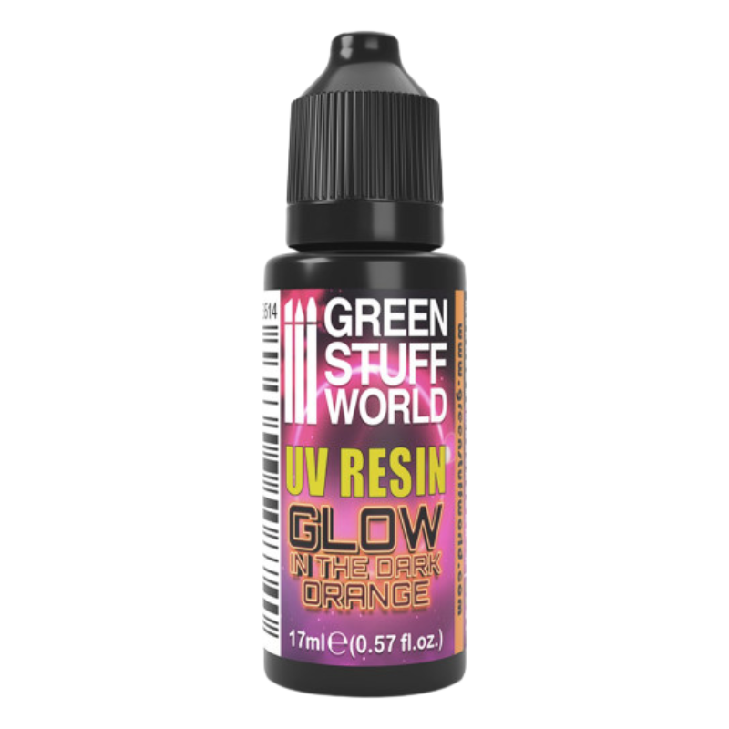 UV Resin Glow in the Dark Orange 17ml Green Stuff World – widok butelki z etykietą
