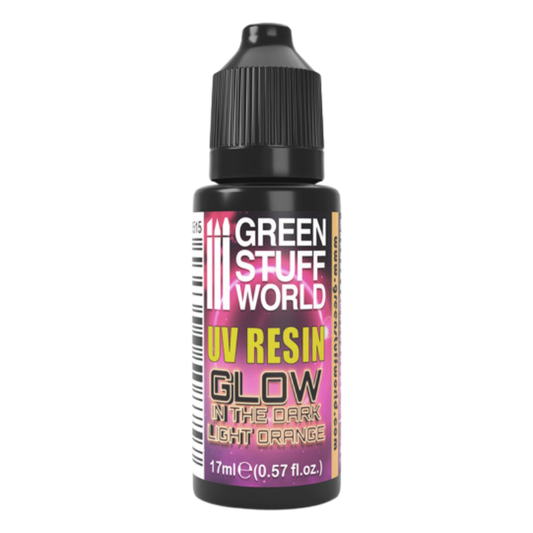 UV Resin Glow in the Dark Light Orange 17ml Green Stuff World – widok butelki z etykietą
